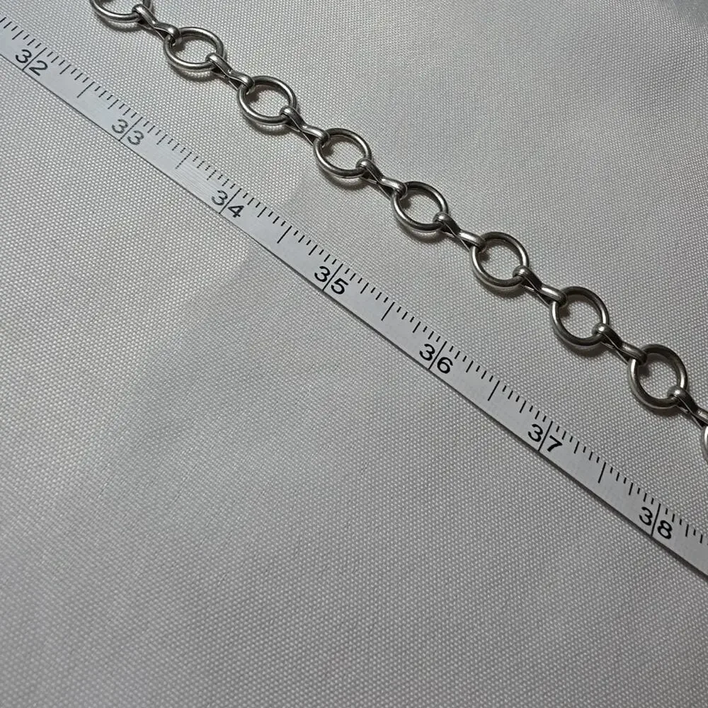 Rectangular Silver Tone Turquoise Concho Chain Western Belt Womens M Festival - Picture 10 of 11